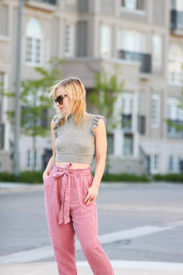 Paper bag crop pants deals