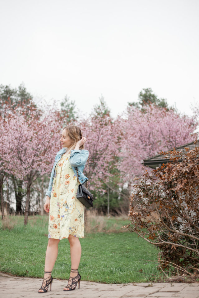 Floral Dress with Jean Jacket Spring Look House of Illusions